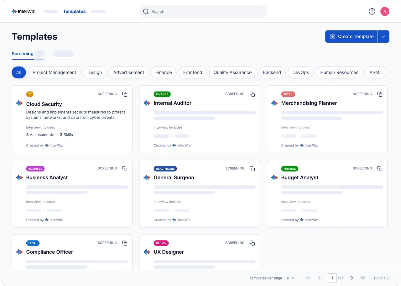 InterWiz templates and evaluation dashboard